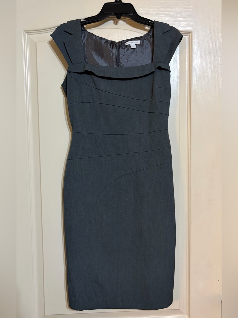 New York & Company Gray Sheath Dress Womens Size 4 Sleeveless Career Work